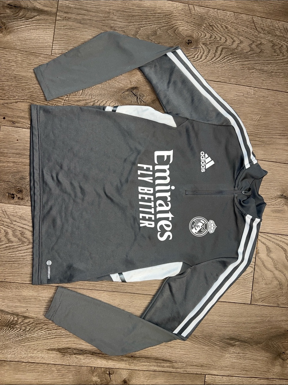 adidas Gray and White Real Madrid Training Pullover
